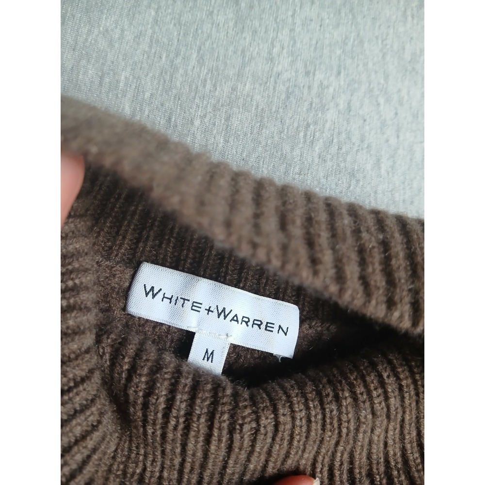 White Warren Cashmere Sweater Medium Waffle Knit Pullover Turtleneck Cozy Luxury - Picture 10 of 13